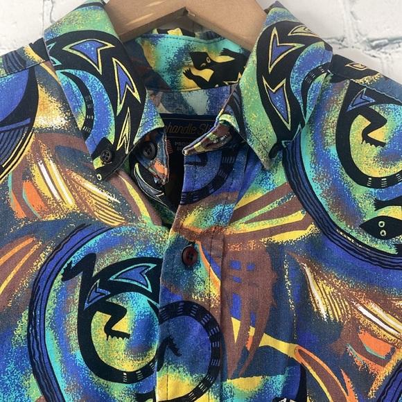 PANHANDLE SLIM Men's Vintage Button Down Short Sleeve Gecko Shirt size L/16.5 - Picture 4 of 6